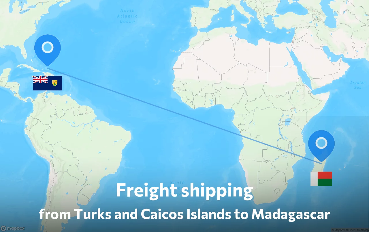 Shipping route from Turks and Caicos Islands to Madagascar