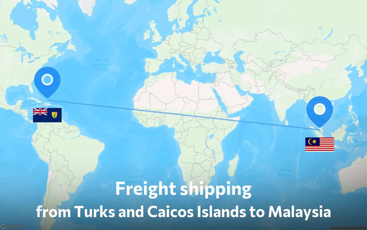 Shipping route from Turks and Caicos Islands to Malaysia
