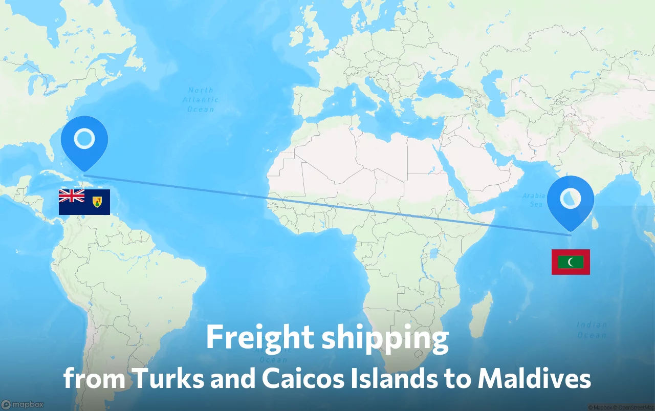 Shipping route from Turks and Caicos Islands to Maldives