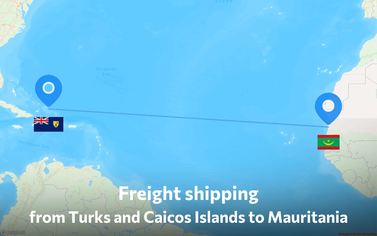Shipping route from Turks and Caicos Islands to Mauritania