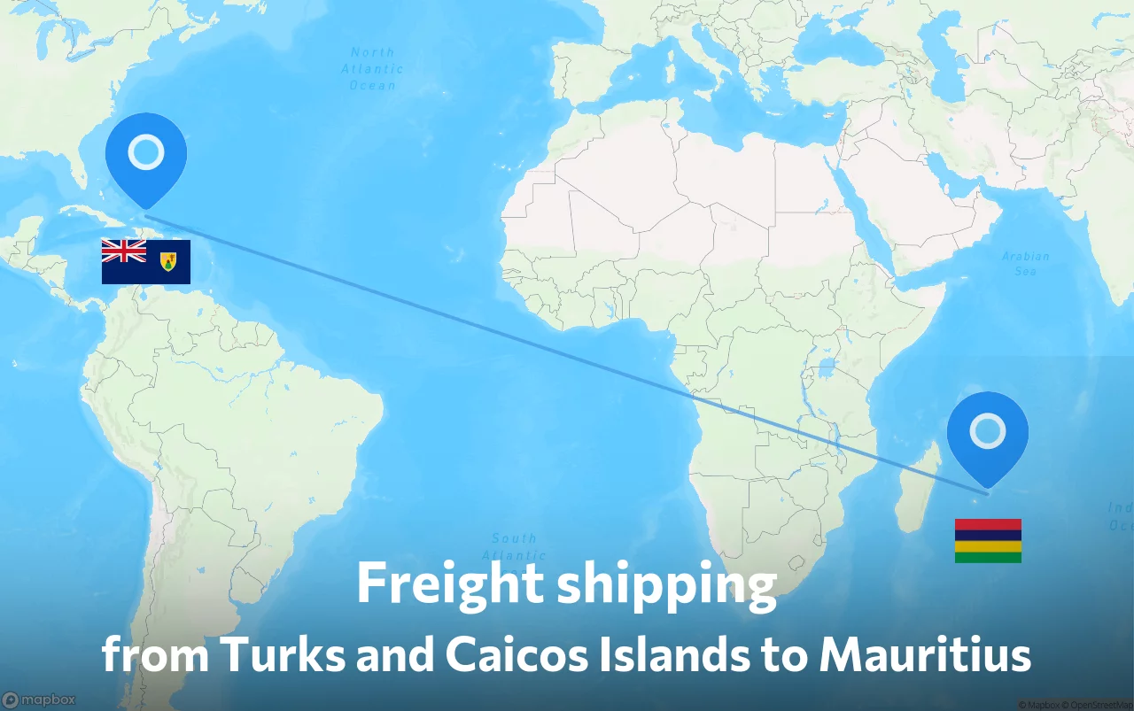Shipping route from Turks and Caicos Islands to Mauritius