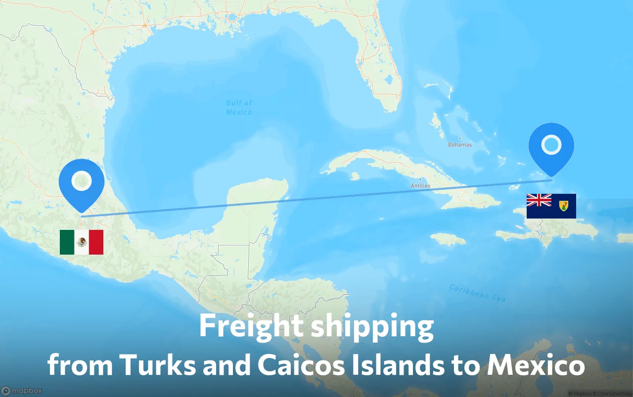 Shipping route from Turks and Caicos Islands to Mexico