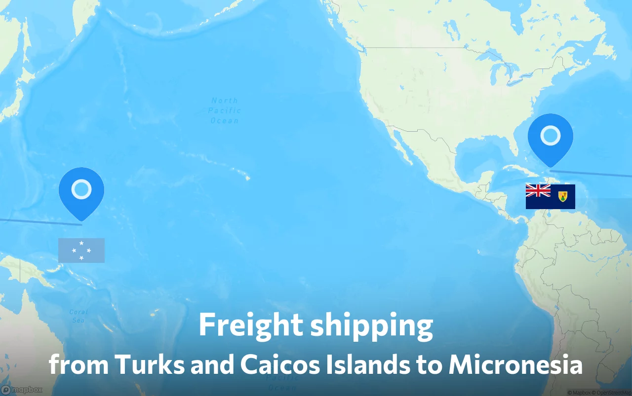 Shipping route from Turks and Caicos Islands to Micronesia
