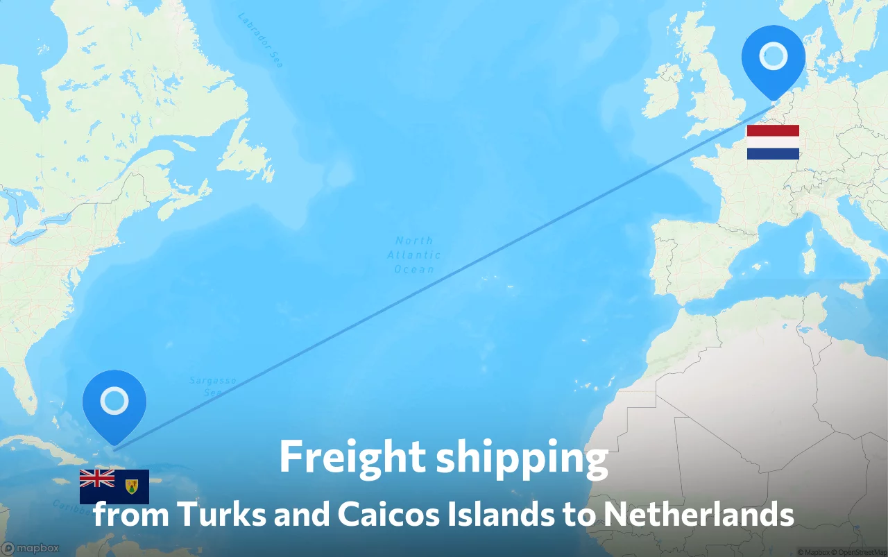 Shipping route from Turks and Caicos Islands to Netherlands