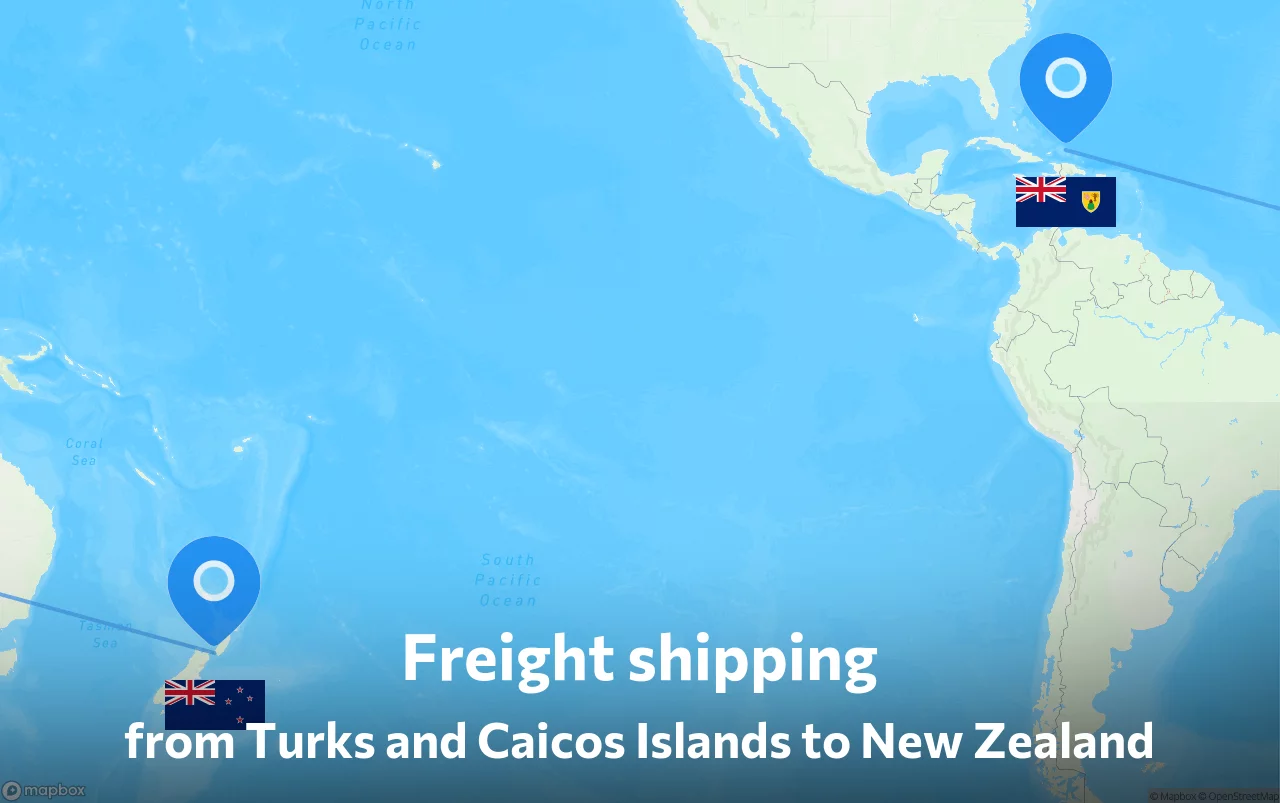 Shipping route from Turks and Caicos Islands to New Zealand