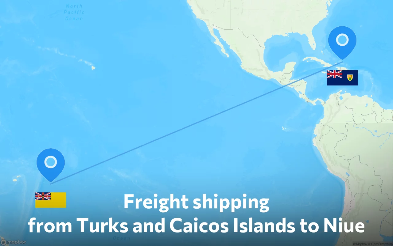 Shipping route from Turks and Caicos Islands to Niue