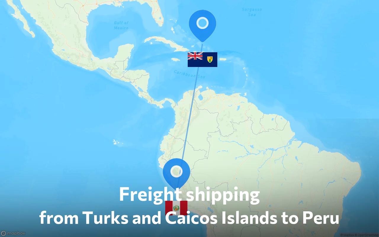 Shipping route from Turks and Caicos Islands to Peru