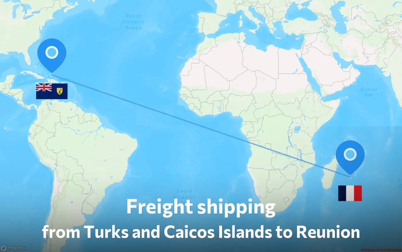 Shipping route from Turks and Caicos Islands to Reunion