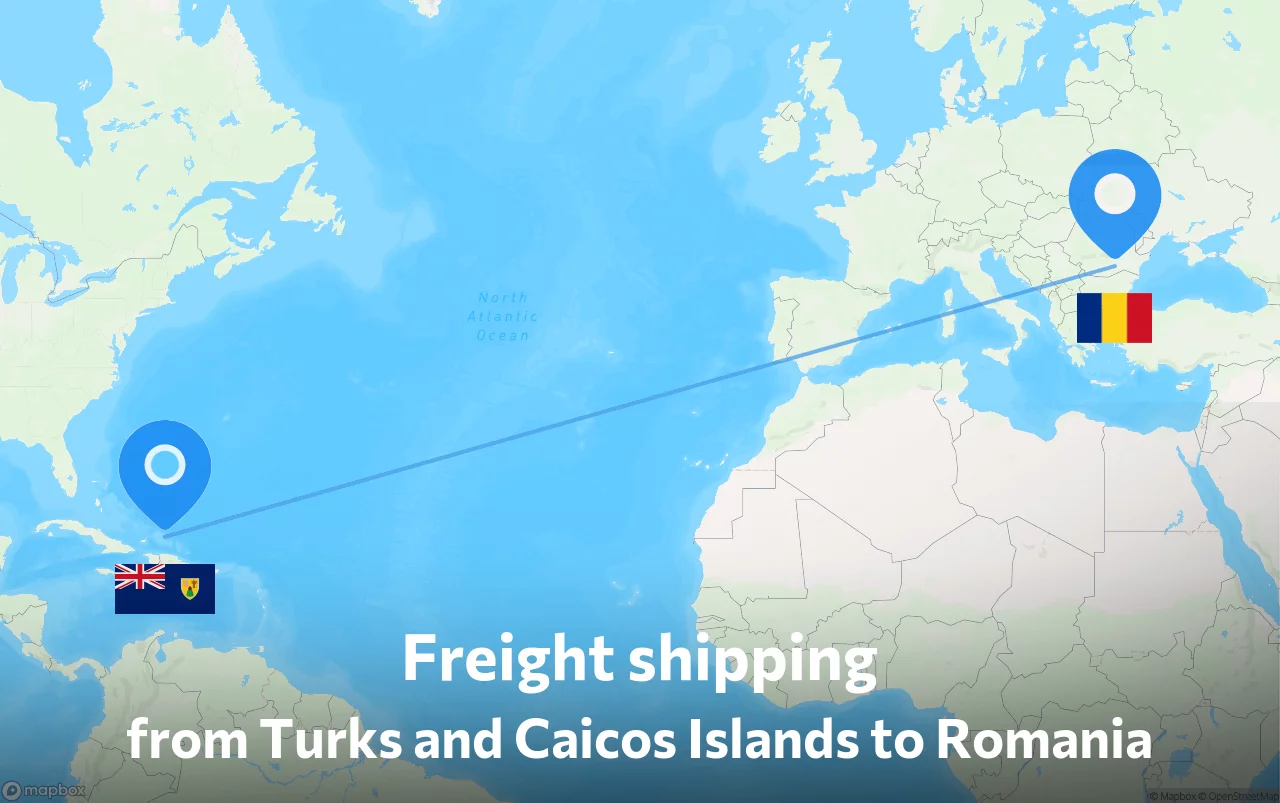 Shipping route from Turks and Caicos Islands to Romania