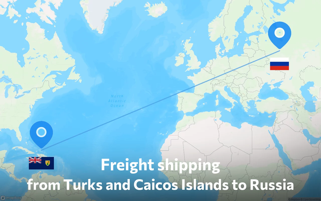 Shipping route from Turks and Caicos Islands to Russia