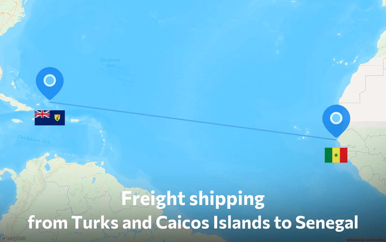 Shipping route from Turks and Caicos Islands to Senegal