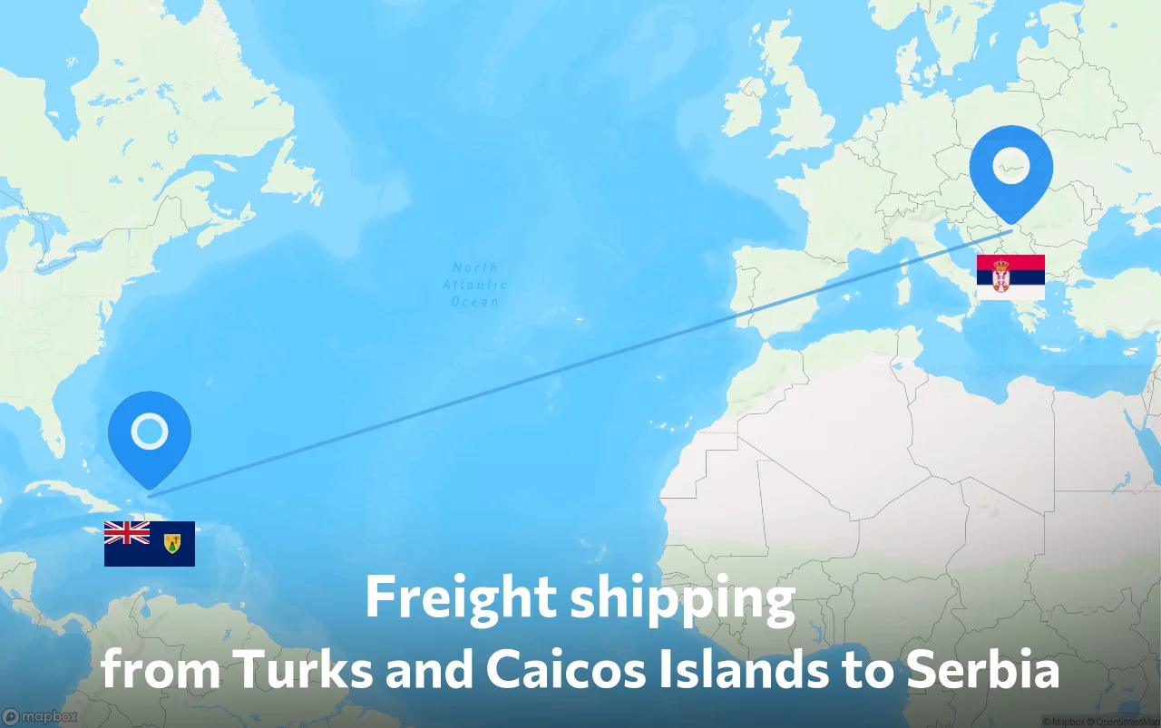 Shipping route from Turks and Caicos Islands to Serbia