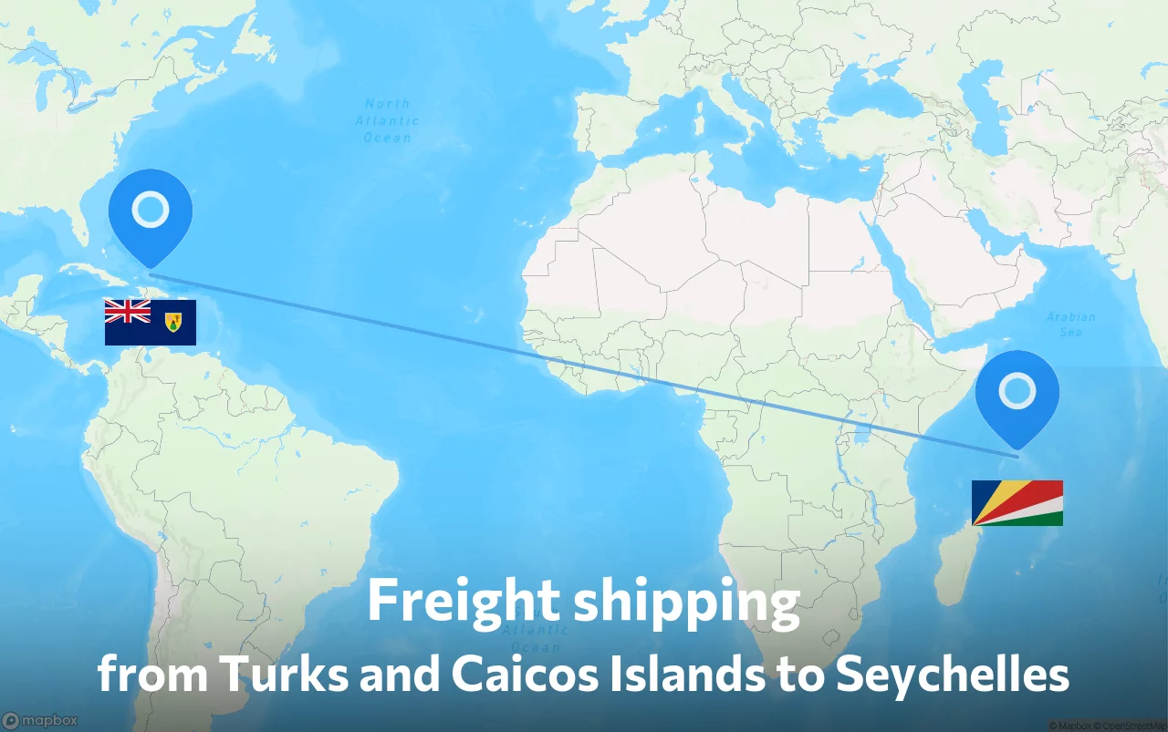 Shipping route from Turks and Caicos Islands to Seychelles