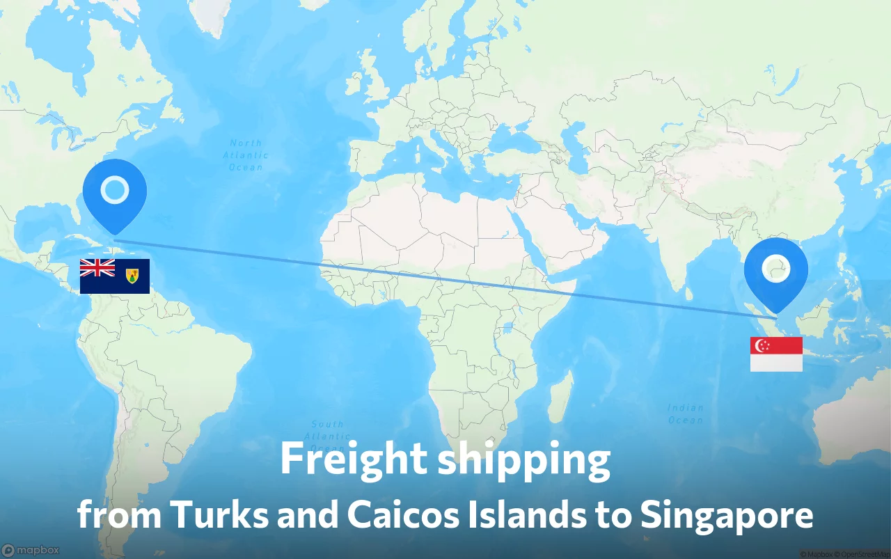 Shipping route from Turks and Caicos Islands to Singapore
