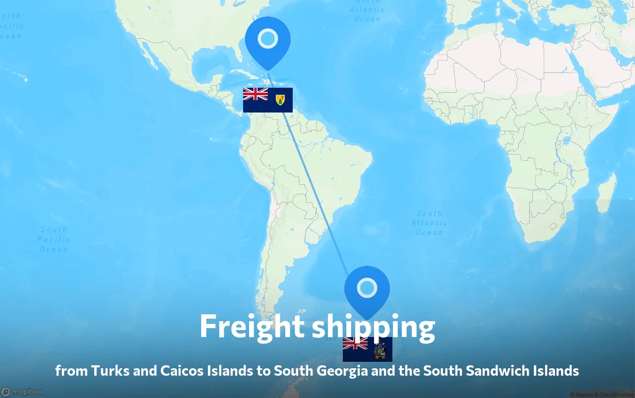 Shipping route from Turks and Caicos Islands to South Georgia and the South Sandwich Islands