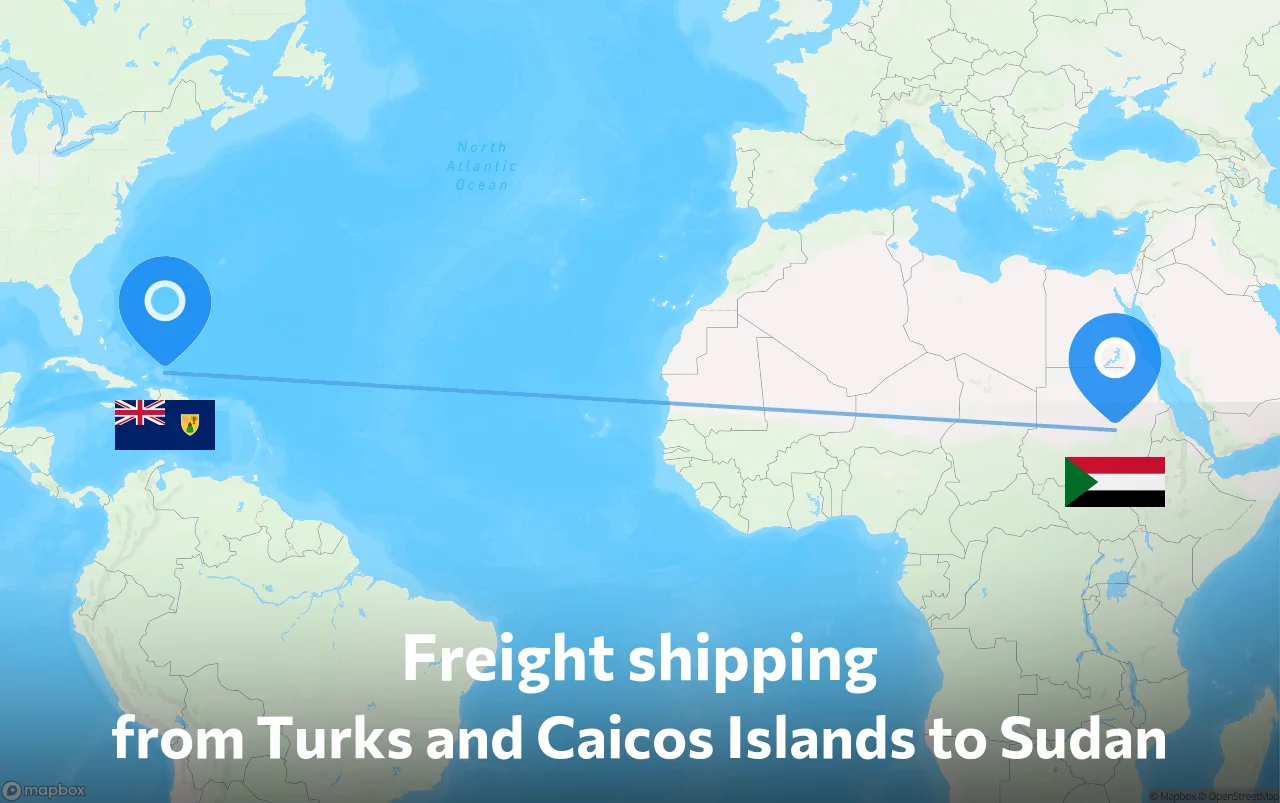Shipping route from Turks and Caicos Islands to Sudan