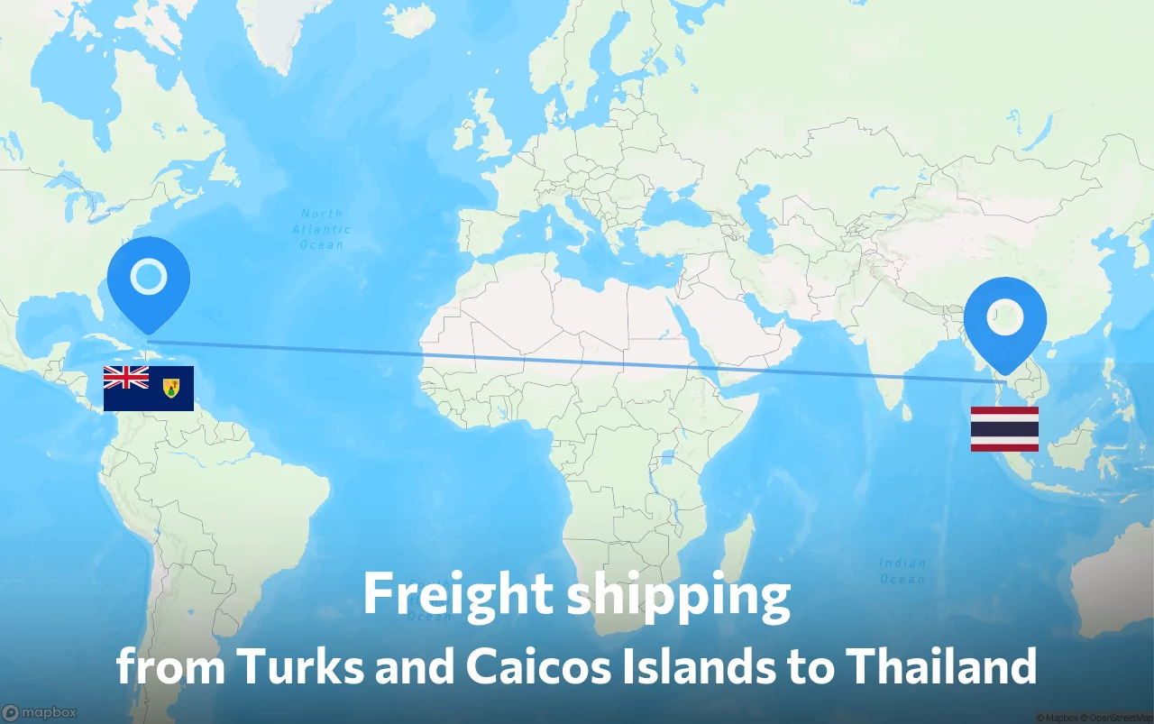 Shipping route from Turks and Caicos Islands to Thailand
