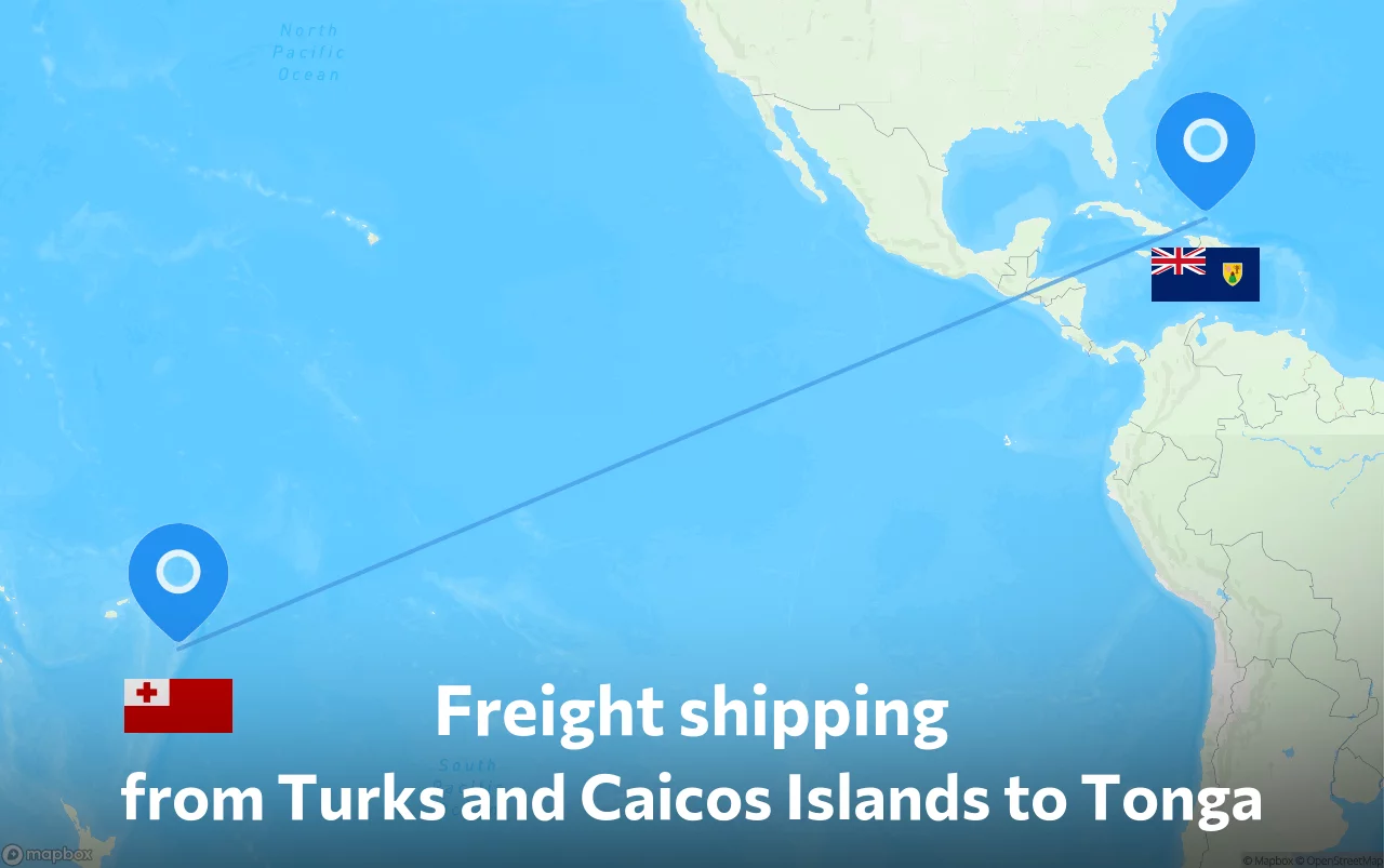 Shipping route from Turks and Caicos Islands to Tonga