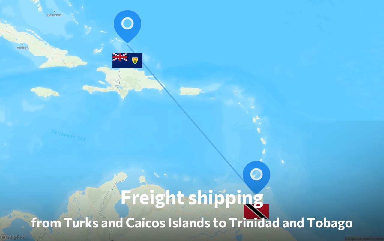 Shipping route from Turks and Caicos Islands to Trinidad and Tobago