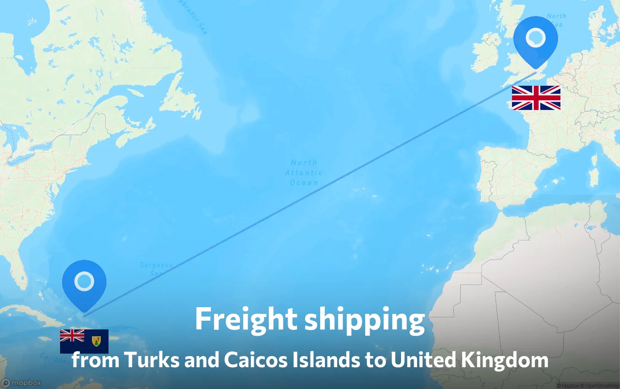 Shipping route from Turks and Caicos Islands to United Kingdom