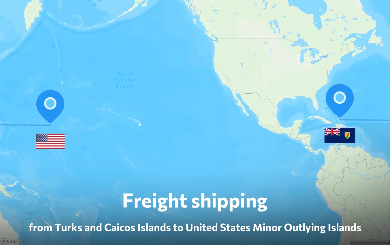 Shipping route from Turks and Caicos Islands to United States Minor Outlying Islands