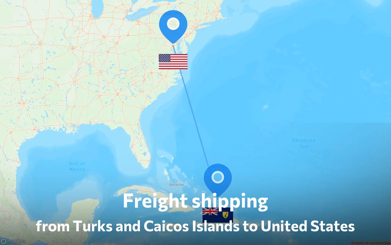 Shipping route from Turks and Caicos Islands to United States