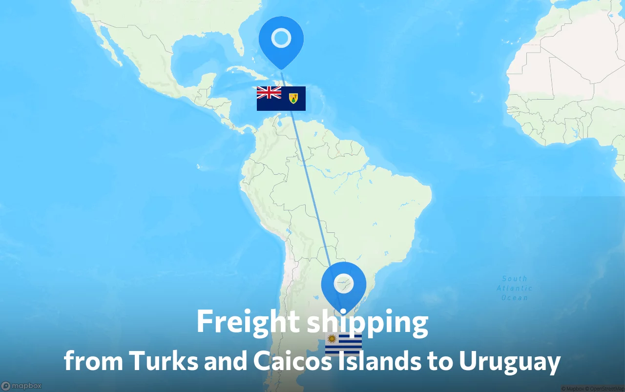 Shipping route from Turks and Caicos Islands to Uruguay