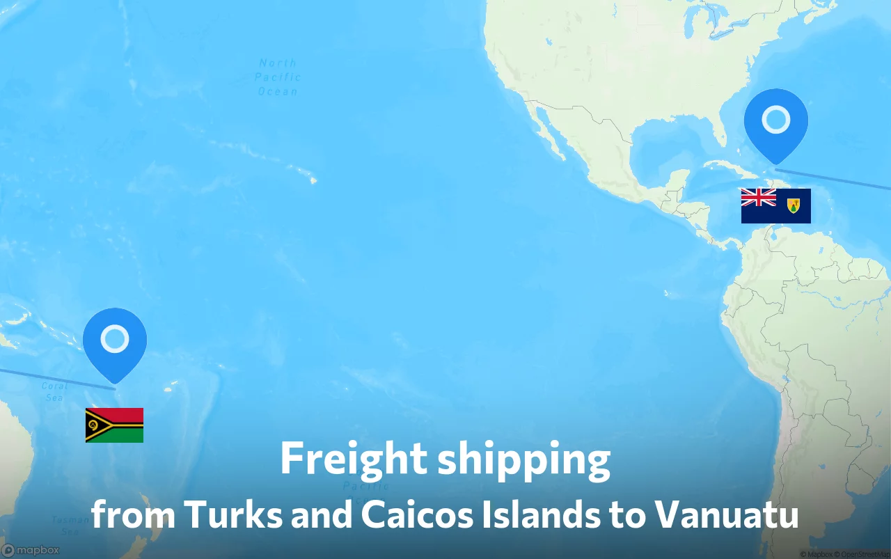 Shipping route from Turks and Caicos Islands to Vanuatu
