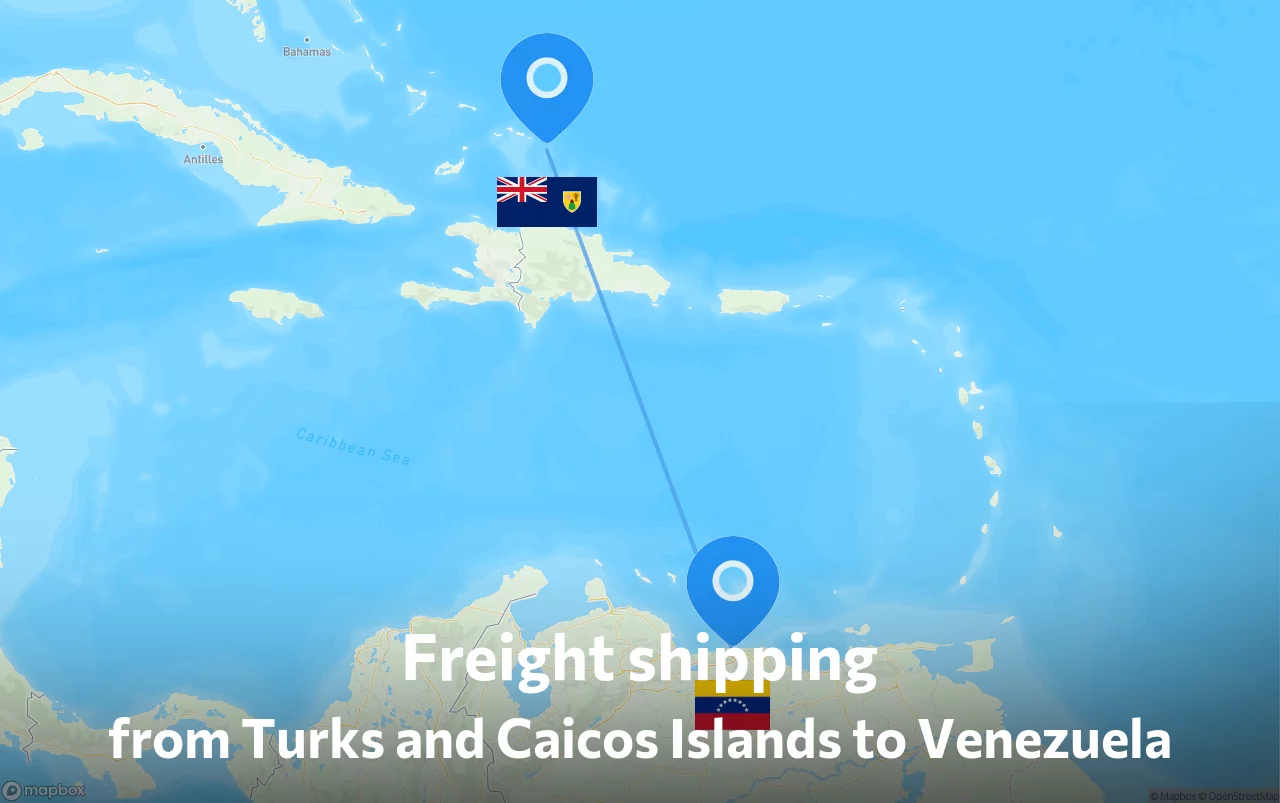 Shipping route from Turks and Caicos Islands to Venezuela