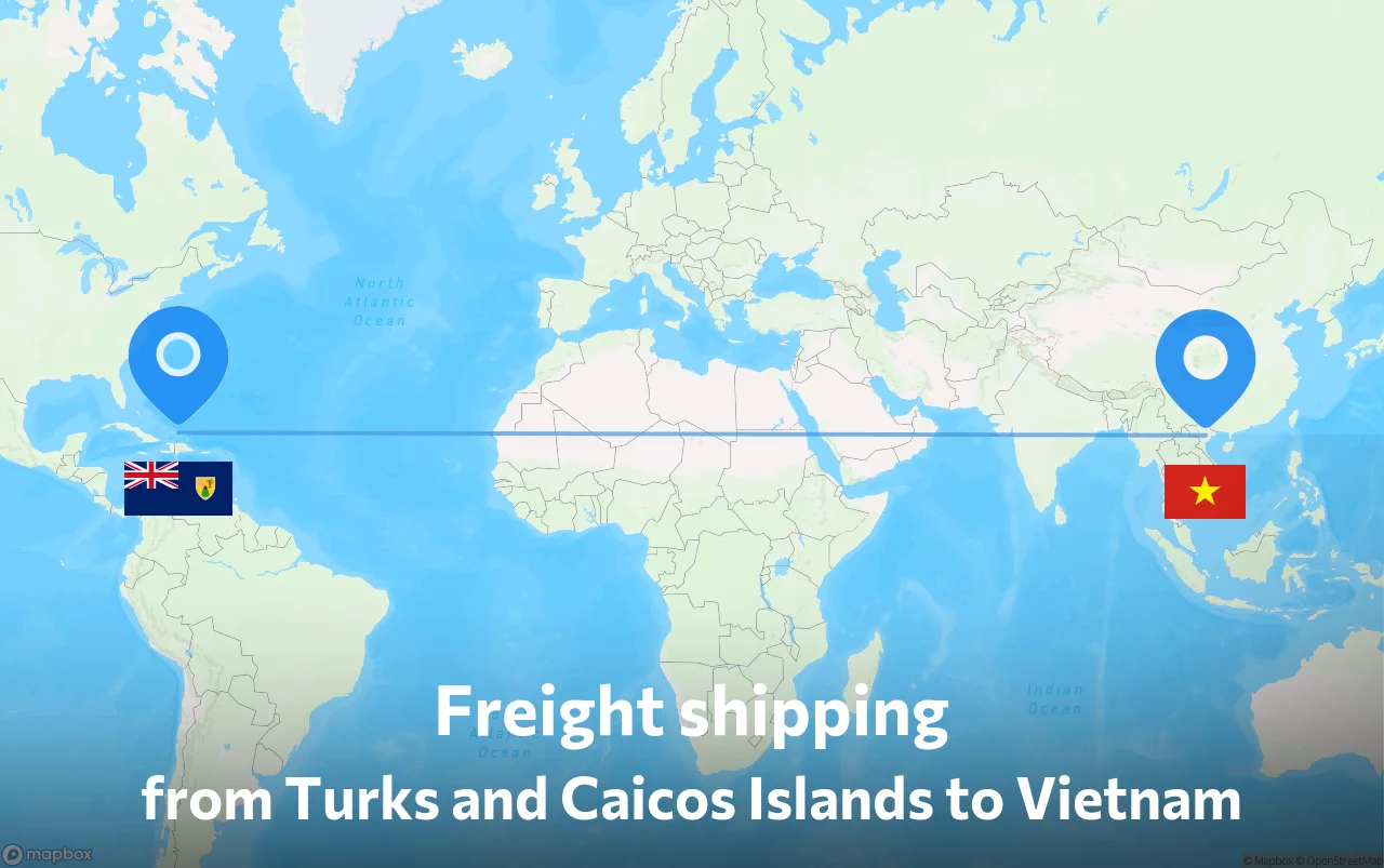 Shipping route from Turks and Caicos Islands to Vietnam