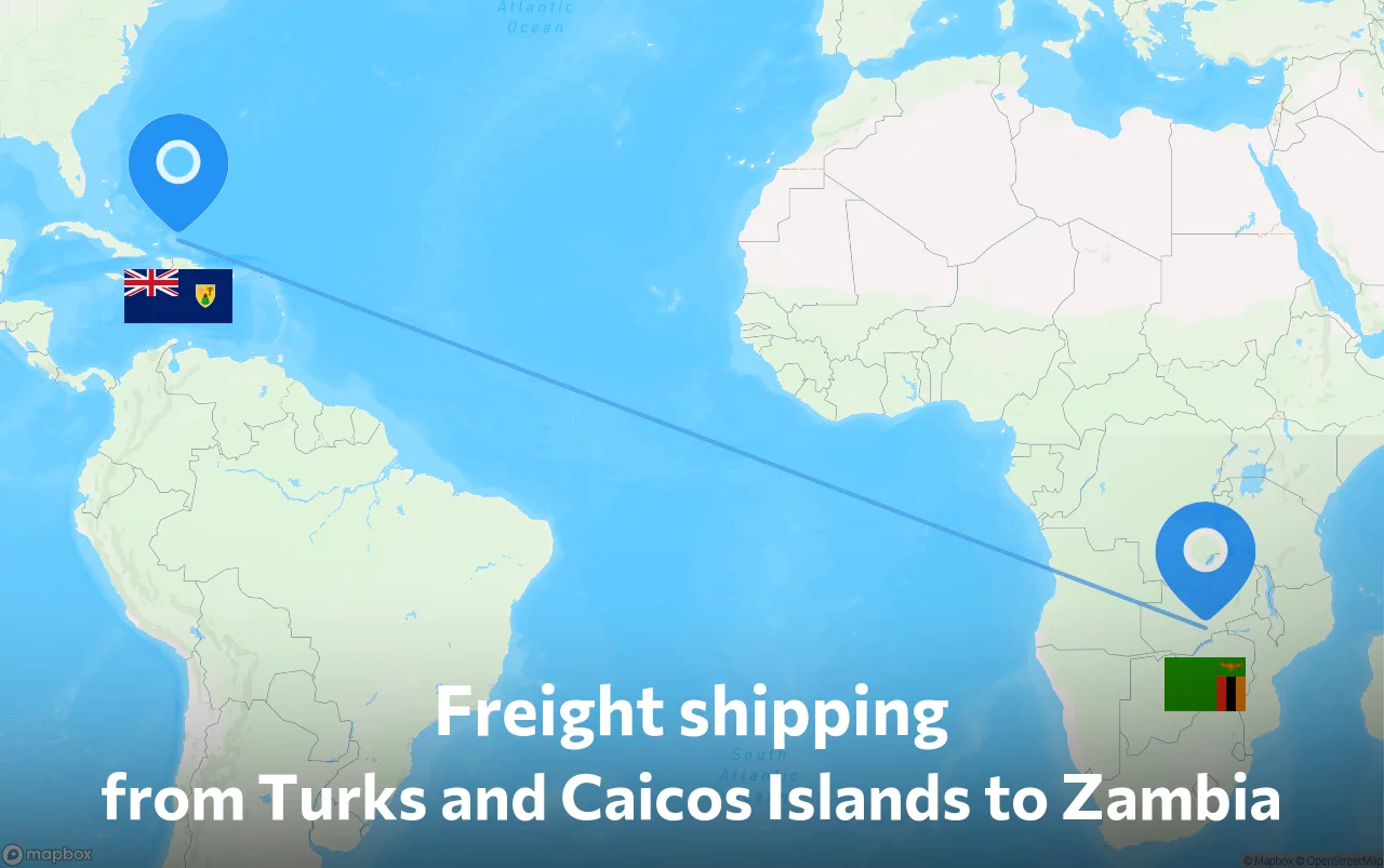 Shipping route from Turks and Caicos Islands to Zambia