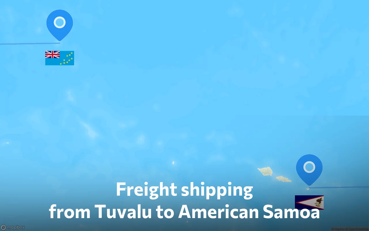 Shipping route from Tuvalu to American Samoa
