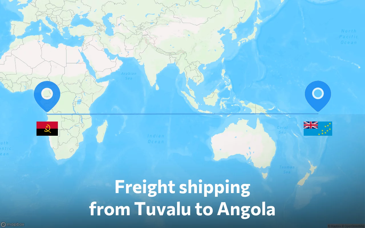 Shipping route from Tuvalu to Angola