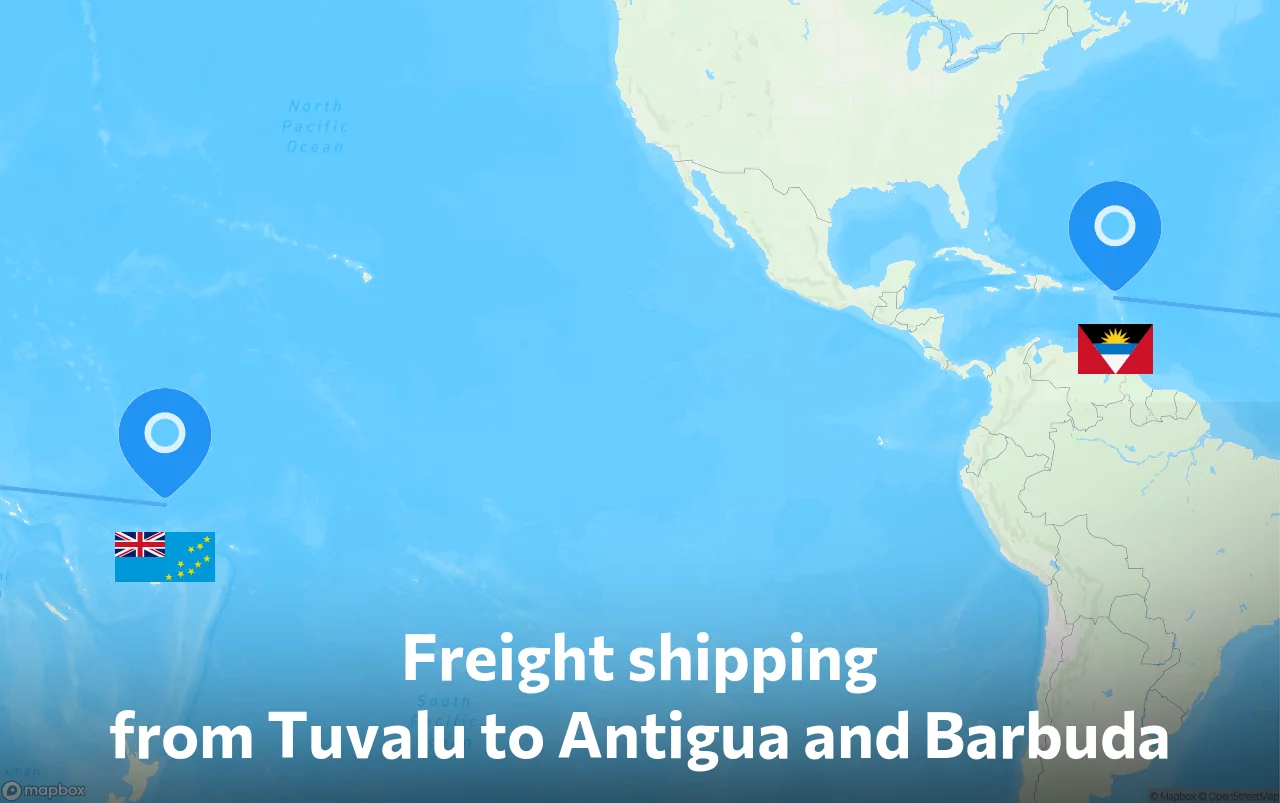 Shipping route from Tuvalu to Antigua and Barbuda