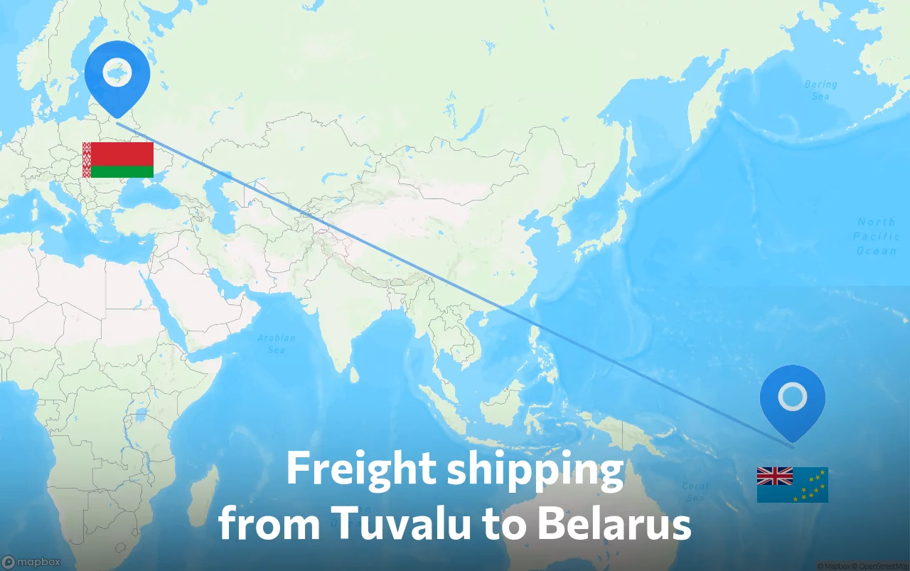 Shipping route from Tuvalu to Belarus