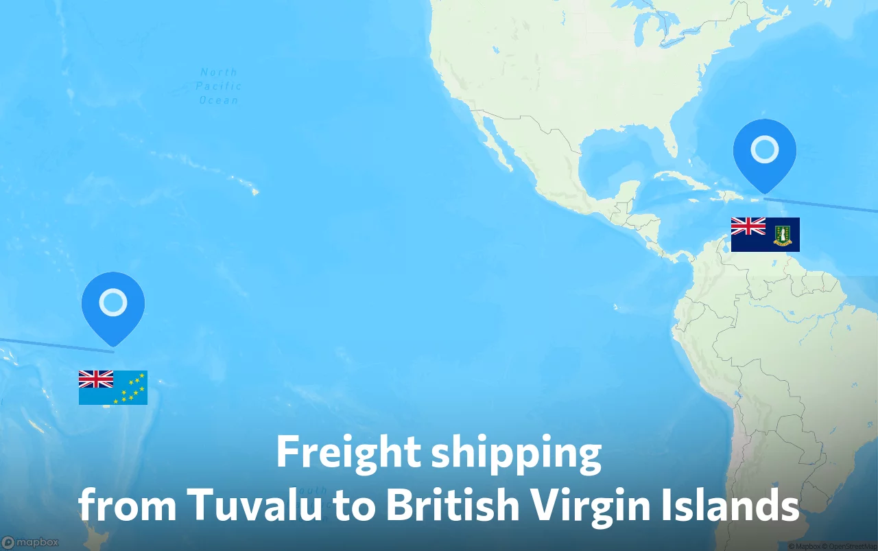 Shipping route from Tuvalu to British Virgin Islands