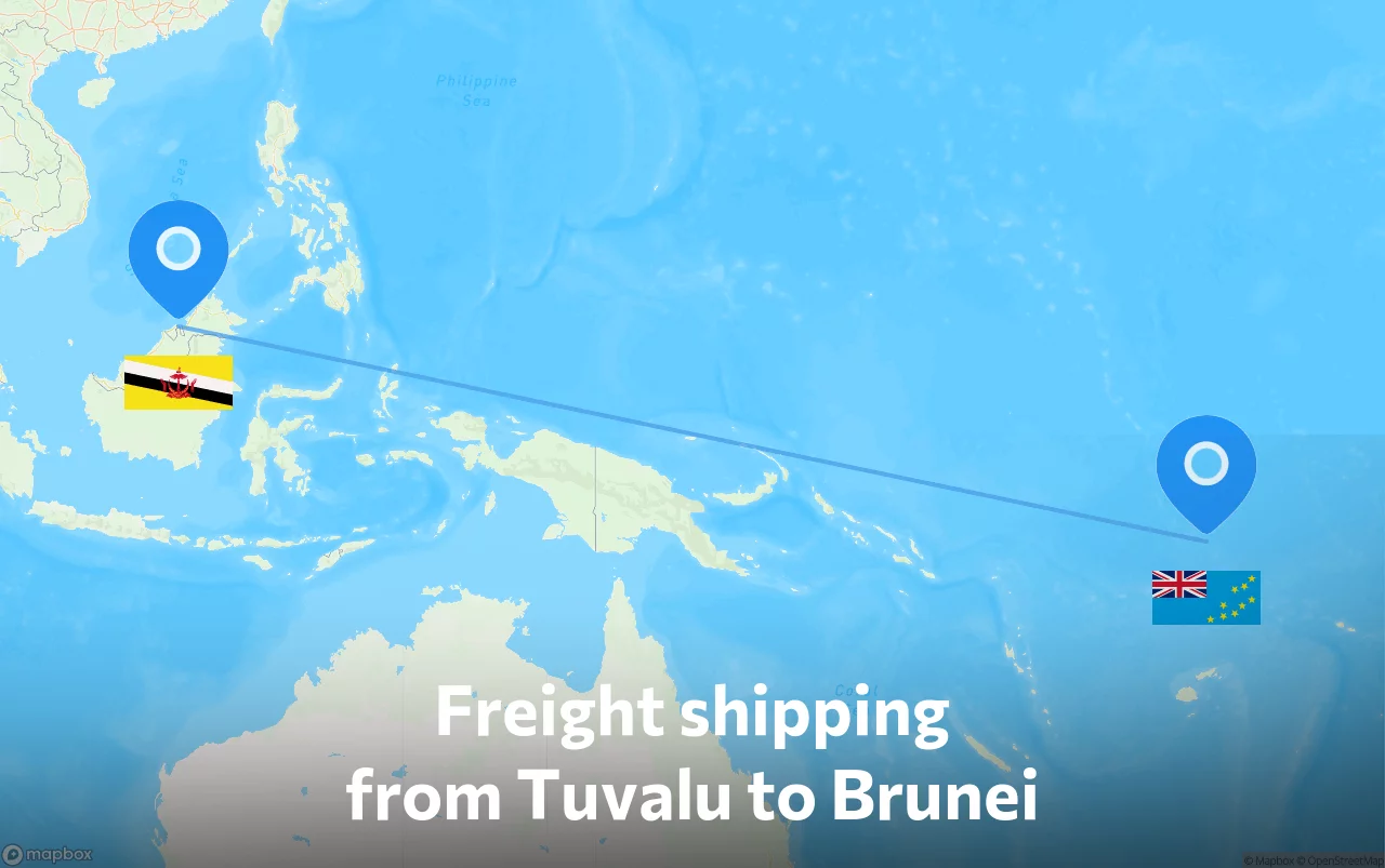 Shipping route from Tuvalu to Brunei