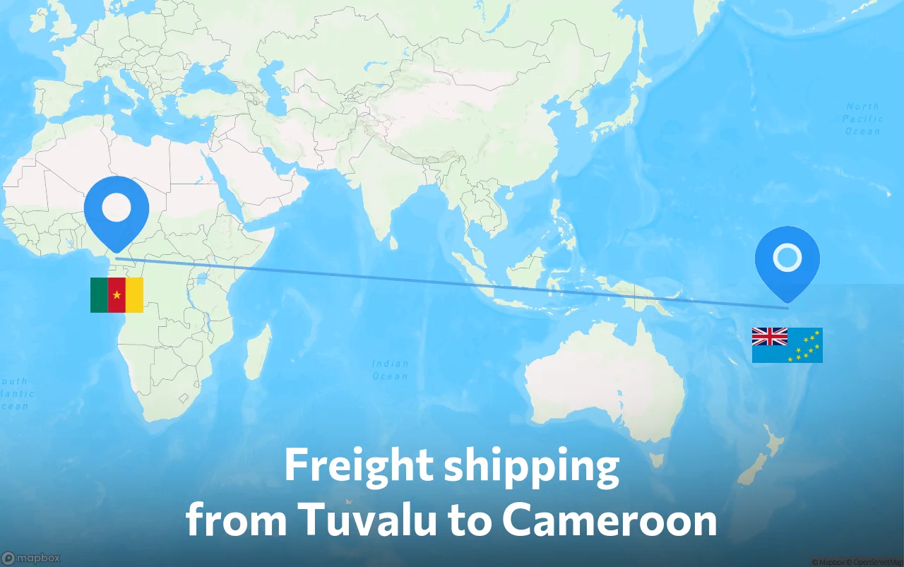 Shipping route from Tuvalu to Cameroon