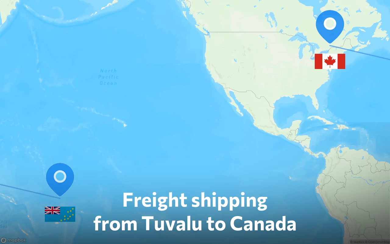 Shipping route from Tuvalu to Canada