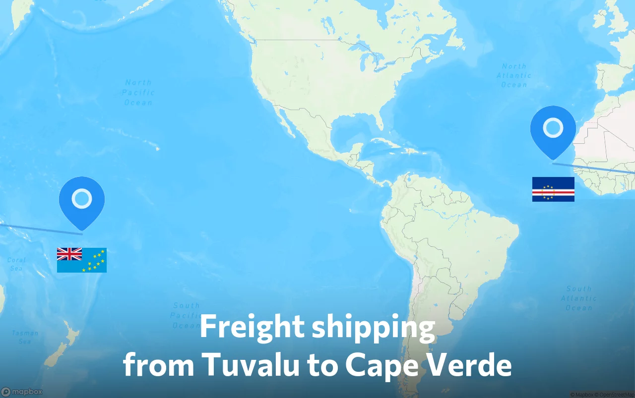 Shipping route from Tuvalu to Cape Verde