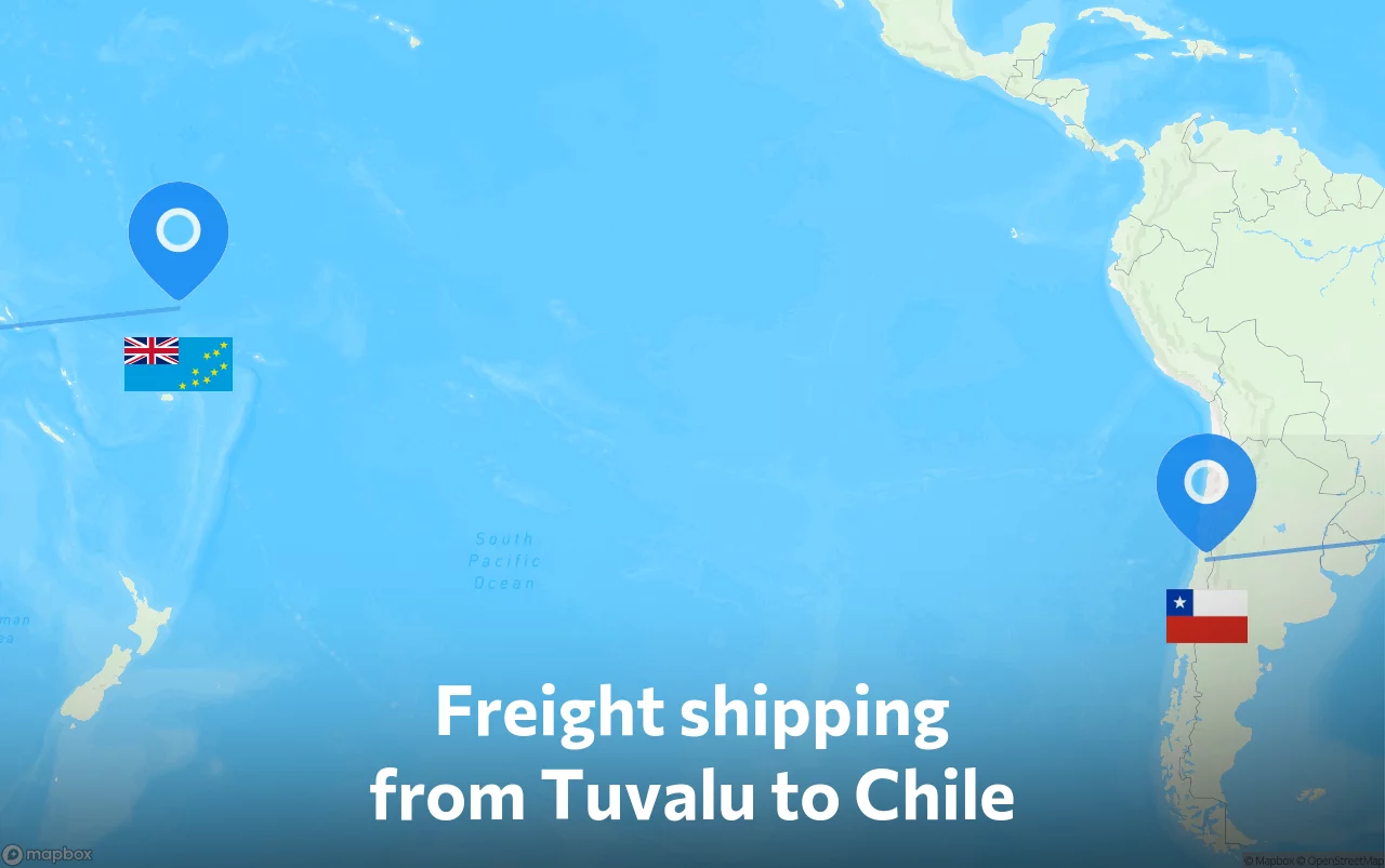 Shipping route from Tuvalu to Chile