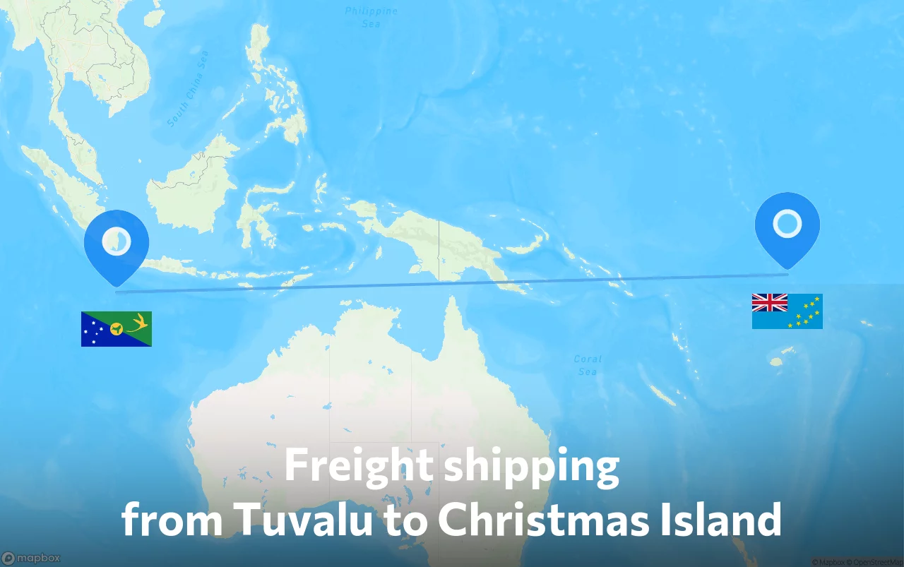 Shipping route from Tuvalu to Christmas Island