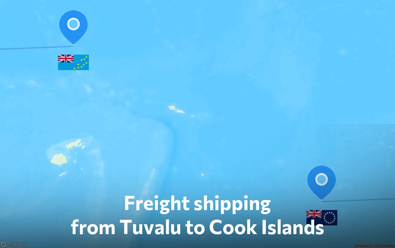 Shipping route from Tuvalu to Cook Islands
