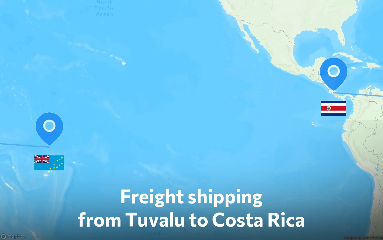 Shipping route from Tuvalu to Costa Rica