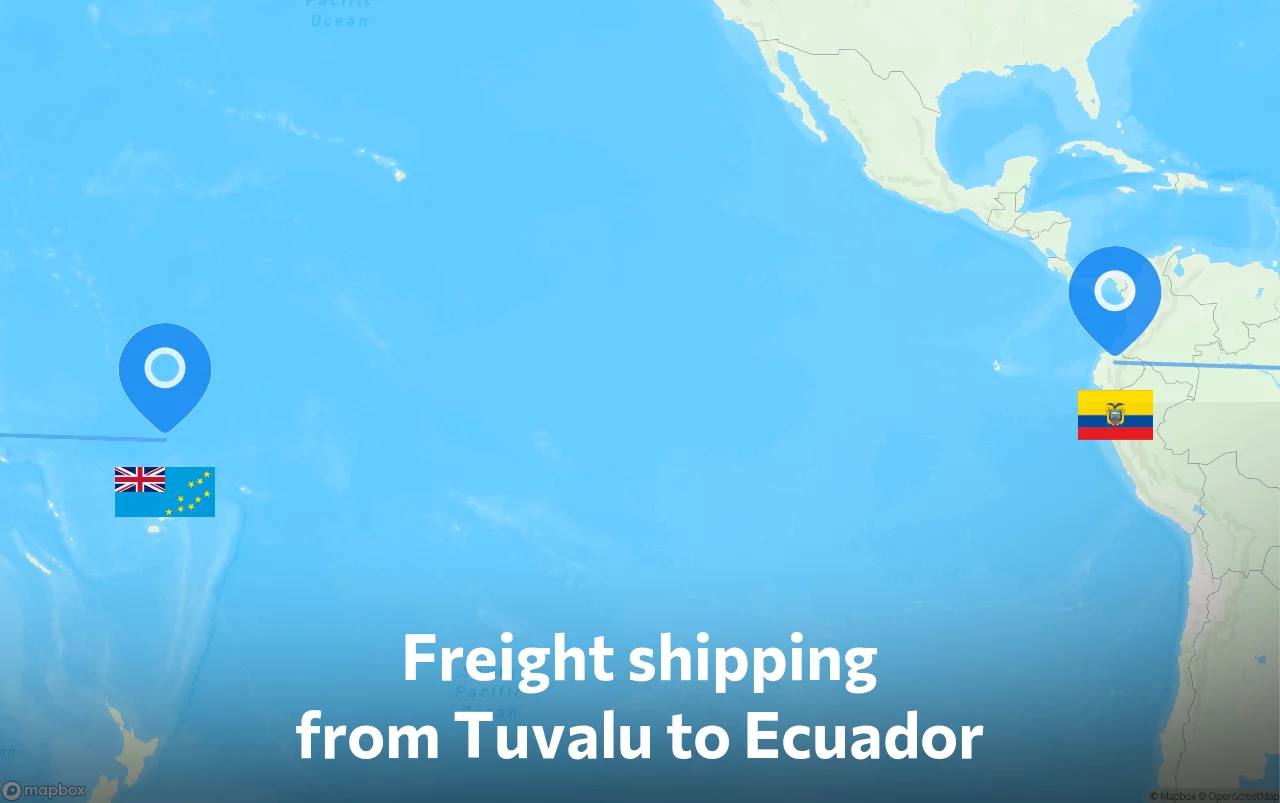 Shipping route from Tuvalu to Ecuador