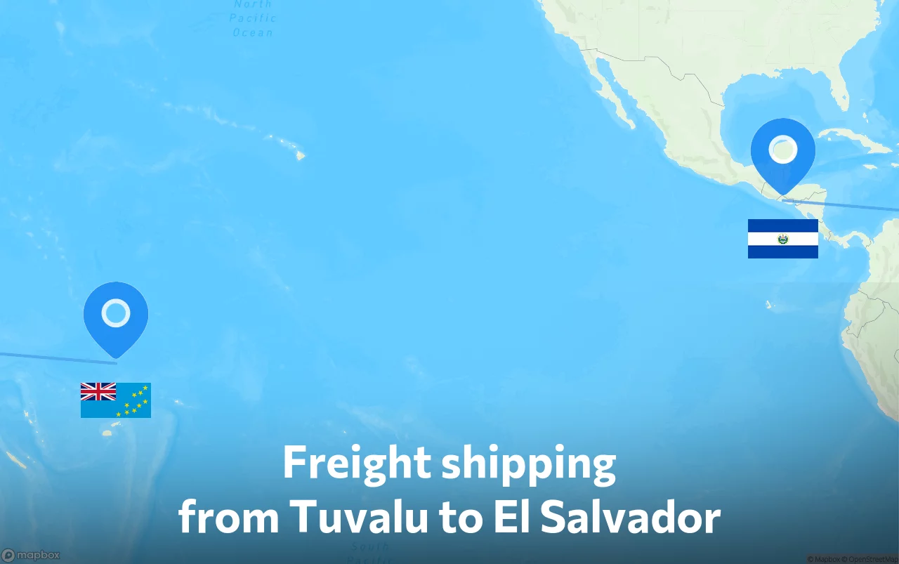 Shipping route from Tuvalu to El Salvador