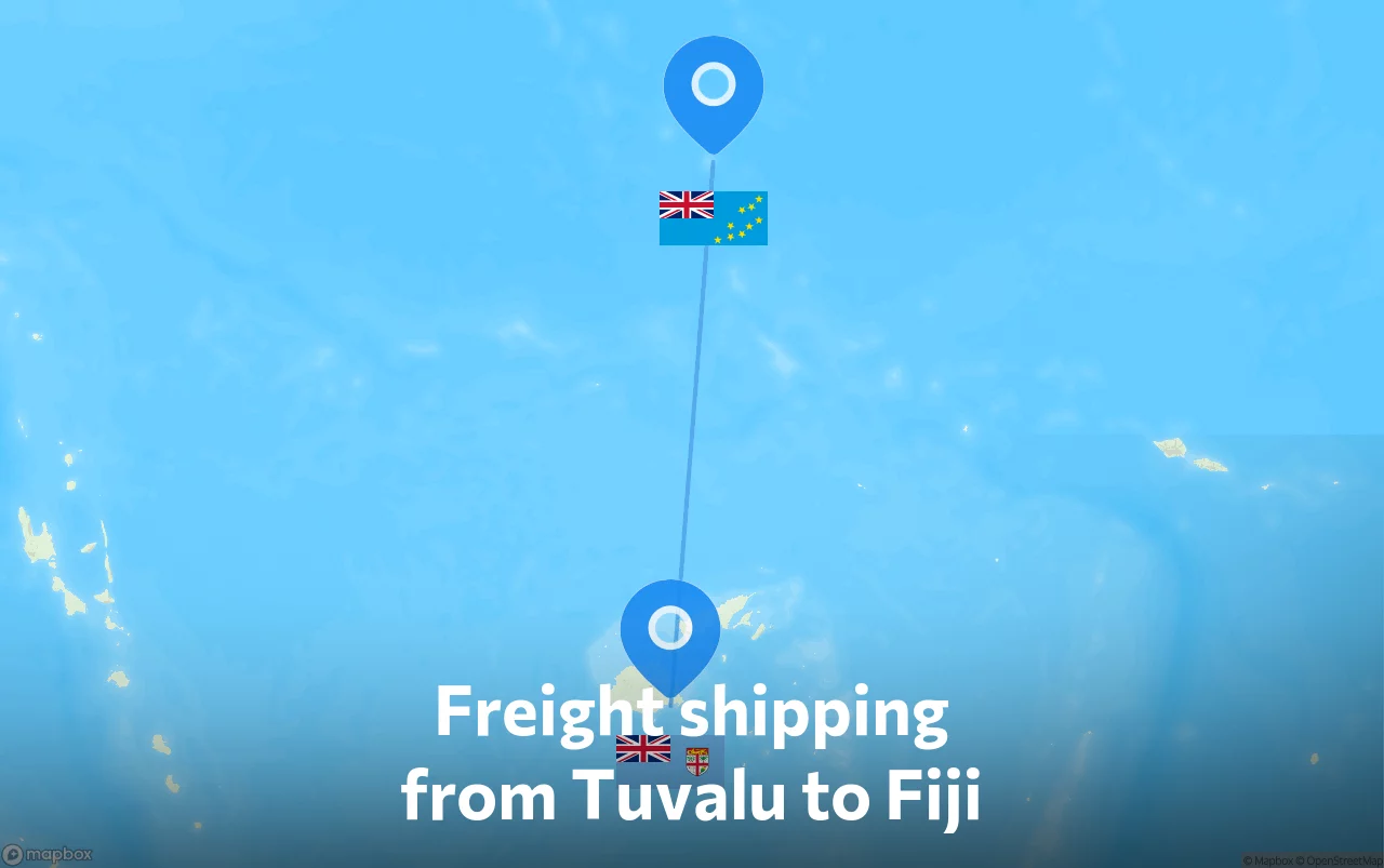 Shipping route from Tuvalu to Fiji