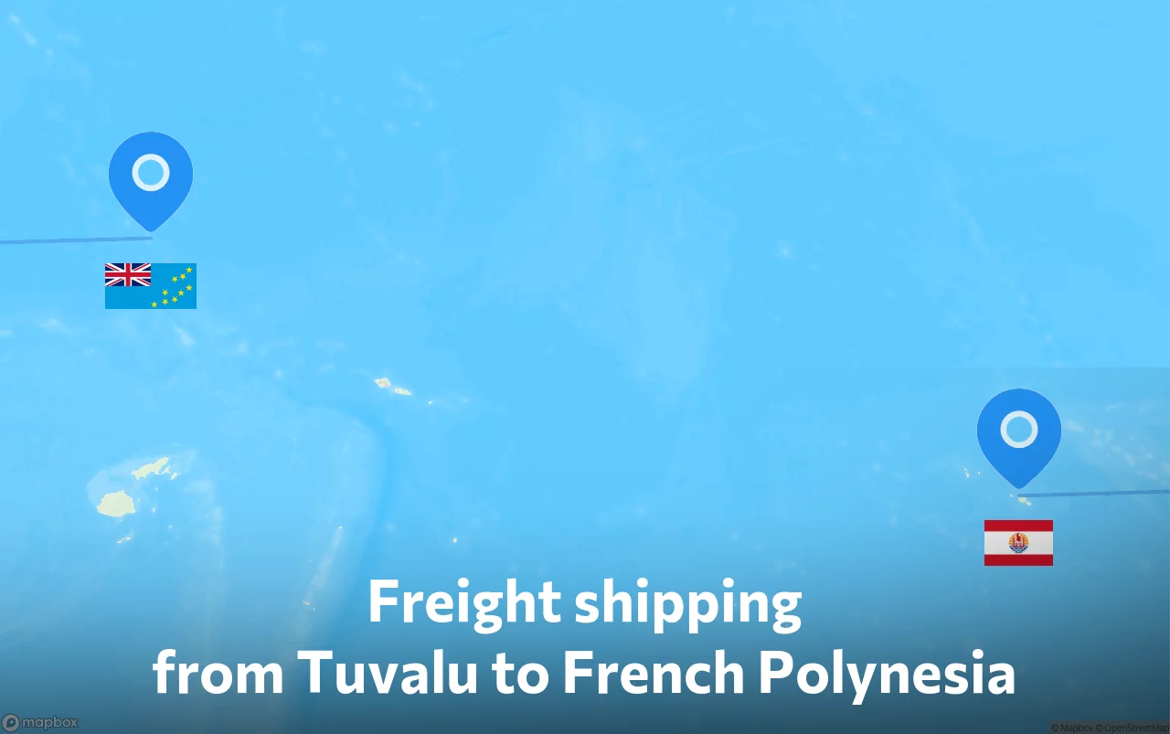 Shipping route from Tuvalu to French Polynesia