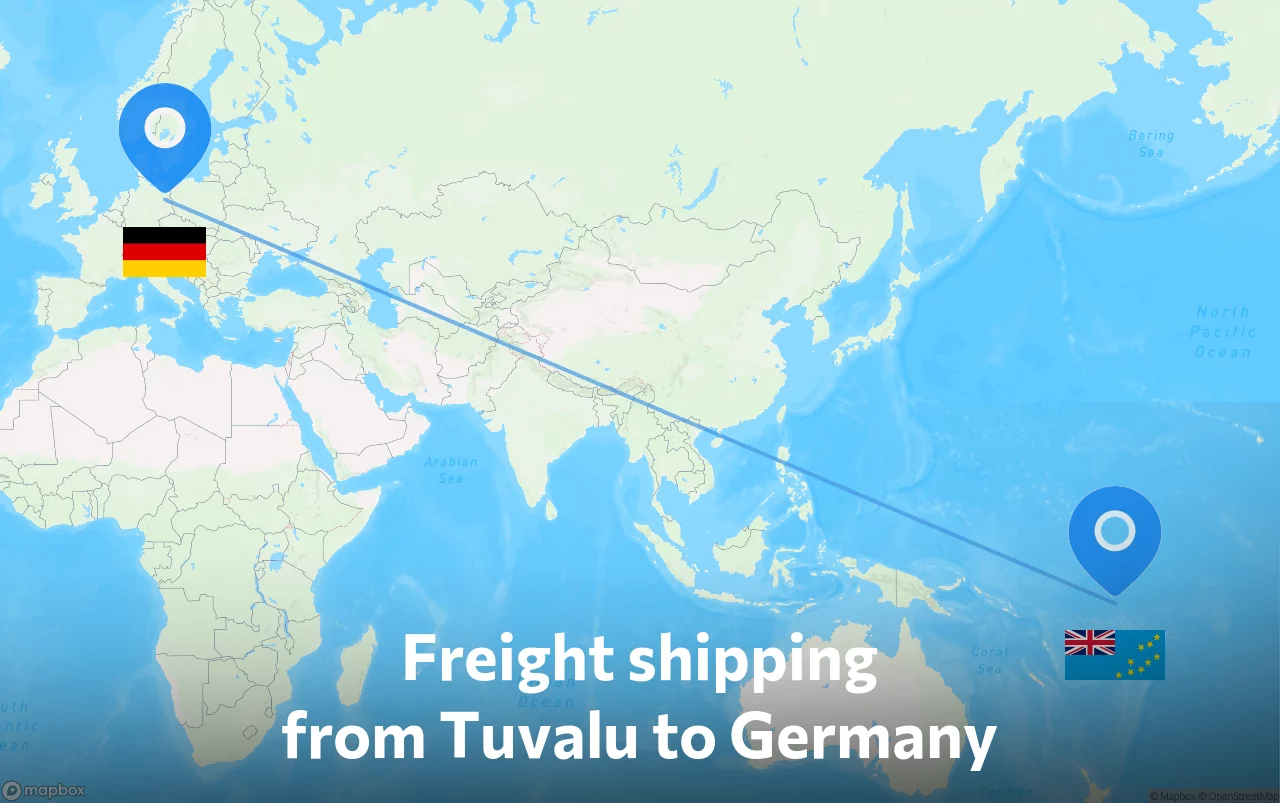 Shipping route from Tuvalu to Germany