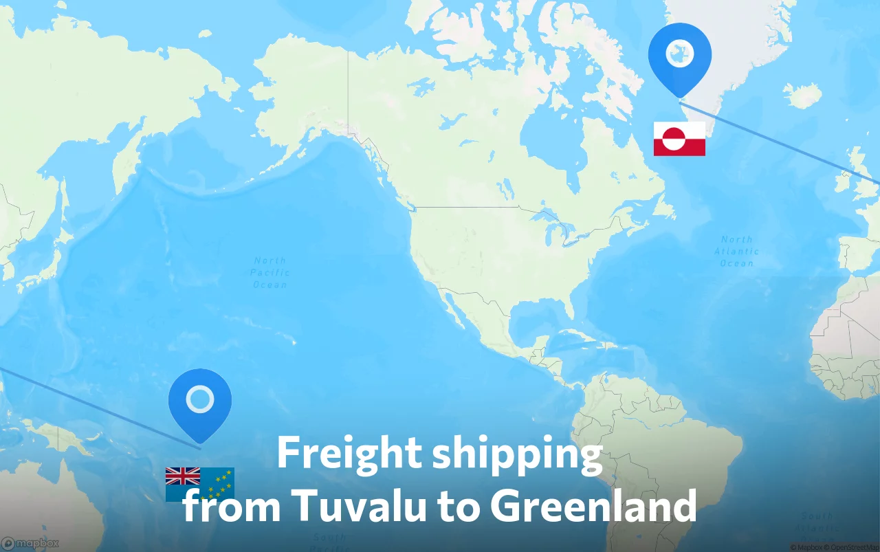 Shipping route from Tuvalu to Greenland